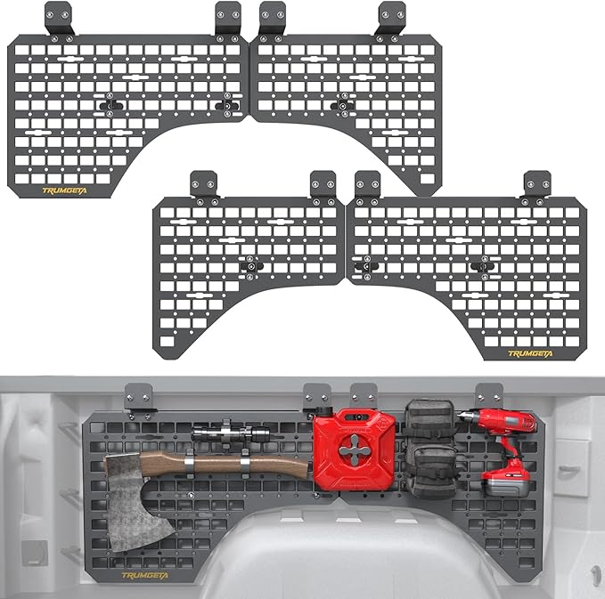 Trumgeta Aluminum Side Bed MOLLE Panel Fit for 2019–2026 Chevy Silverado 5.8FT, Easy No-Drill Install, Heavy-Duty Truck Bed Organizer Rack System for Tools Gear Accessories