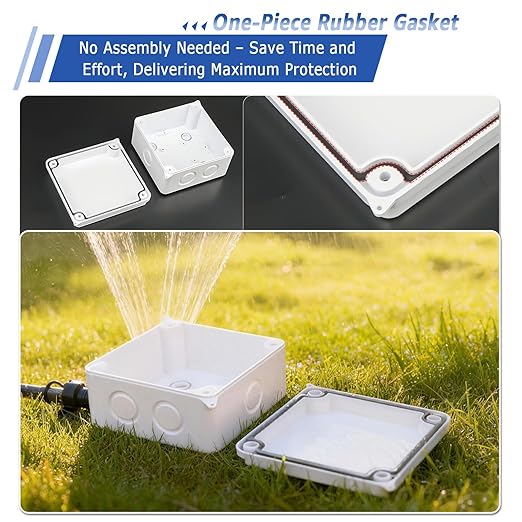 NineLeaf White Junction Box, IP65 Waterproof ABS Plastic Electrical Enclosure, Outdoor Dustproof Weather Resistant Project Box, 3.9 x 3.9 x 2.8 Inch (100x100x70mm), 6PK