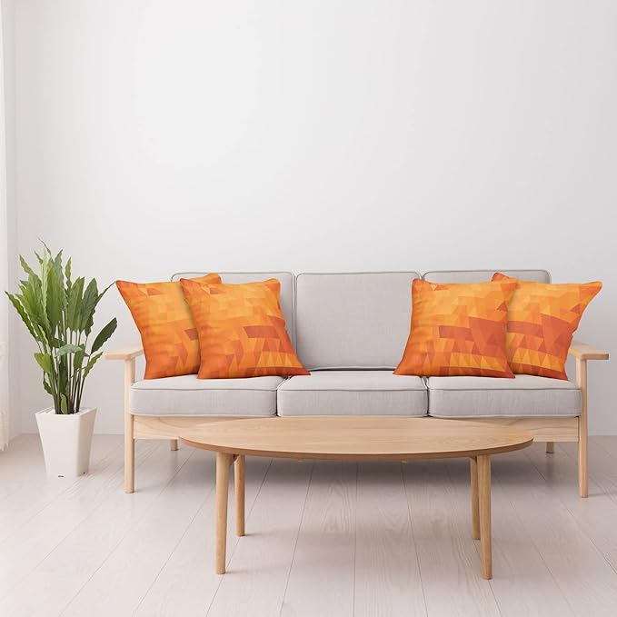 Ambesonne Orange Decorative Throw Pillow Case Pack of 4, Triangle Mosaic Shapes and Patterns with Abstract Digital Pixel Like Effect Print, Cushion Cover for Couch Living Room Car, 20", Burnt Orange