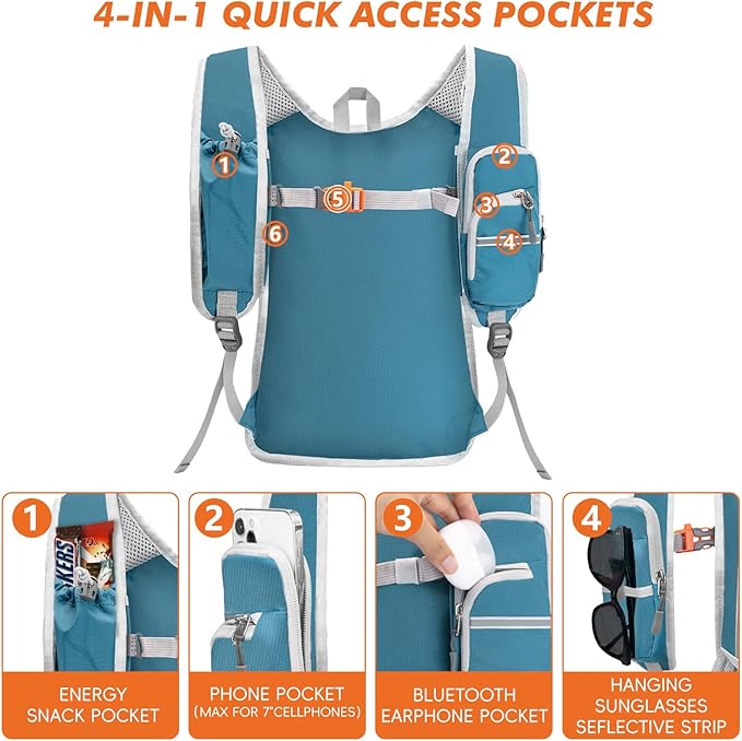 Seektop Small Hiking Backpack Expandable 12L-15L, Lightweight Packable Waterproof Daypack with Phone Pocket for Women Men