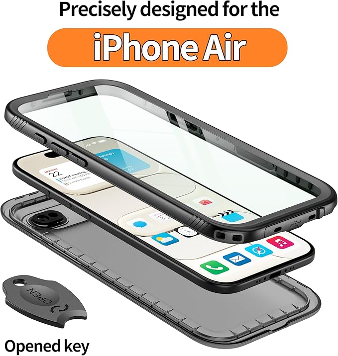 Cozycase TOP Waterproof Case for iPhone Air - Military Heavy Duty 360 Shockproof Full Body with Screen Camera Protector Double IP68 Water Dust Drop Proof Hard Rugged Tough Front Back Slim Cover