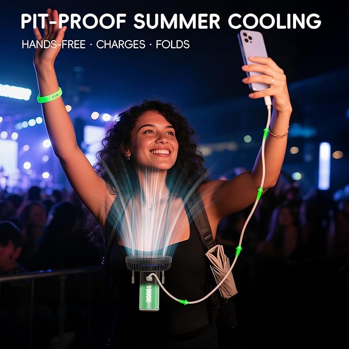 HandFan Upgraded 10,000 mAh Quiet Handheld Fan - 4.5 Inch Large Hand Held Fans Reahargeable, 180° Foldable Portable Fan [30 Working Hours] with Lanyard, Base for Disney/Travel/Concerts/Beach/Office