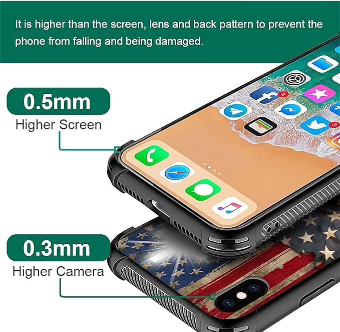 for iPhone Xs Max Case, Red American Flag Horse Cross Pattern Graphic Design Girl Boy Soft Silicone Hard Acrylic Shock Protection for iPhone Xs Max