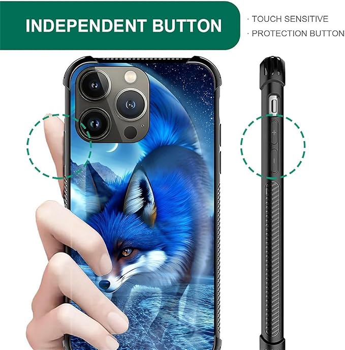for iPhone 14 Pro Max Case, Snowy Mountain Fox Lake Pattern Graphic Design Girl Boy Soft Silicone Hard Acrylic Shock Protection for iPhone 14 Pro Max