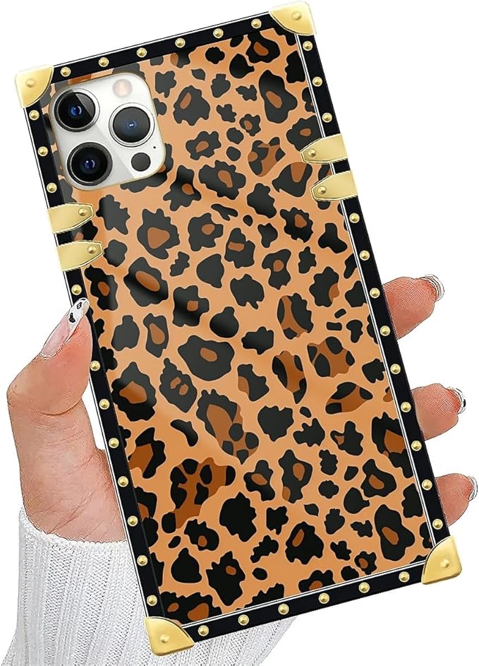 Compatible with iPhone 11 Pro Max Case, Brown Leopard Texture Luxury Golden Decoration for Girl Women Soft TPU Shockproof Protective Hard PC Back for iPhone 11 Pro Max