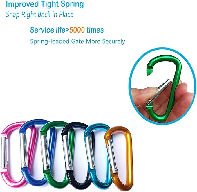 12Pcs Aluminum Carabiner D Ring, Includes Small 1.8" Carbineers, Medium 2.2" D Ring Clip, Biger 2.4" Multipurpose Carabiner Buckles (Each Size Randomly Mixed with 4 Colors).