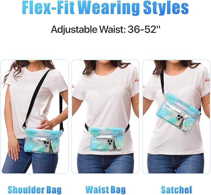 F-color Waterproof Fanny Pack - Cruise Essentials 2026 - Waterproof Pouch with Adjustable Waist Strap, Triple Zipper Roll-Top Dry Bag for Phone, Keep Passport Valuables Dry for Beach Kayaking Boating
