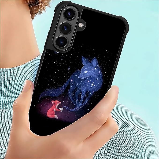 for Samsung Galaxy S26 Case,Graphic Design for Girl Boy Soft Silicone Hard Acrylic Shock Protection Designed for Samsung Galaxy S26 Galaxy Fox Wolf Pattern