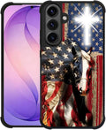 for Samsung Galaxy S26 Plus Case,Graphic Design for Girl Boy Soft Silicone Hard Acrylic Shock Protection Designed for Samsung Galaxy S26 Plus Red American Flag Horse Cross Pattern