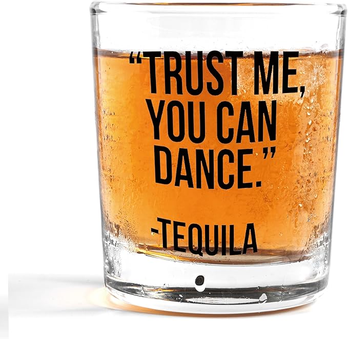Nogrit Funny Tequila Whiskey Glasses 10 oz, Gifts for Tequila Lovers, Humoruos Old Fashioned Rocks Glasses for Men Women Drinking Cocktail Scotch Vodka Rum