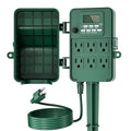 BN-LINK Outdoor Power Stake, 7-Day Programmable Digital Timer, 6 Outlets, 6FT Extension Cord, Waterproof Perfect for Christmas, Halloween, Garden Decorations, ETL Listed