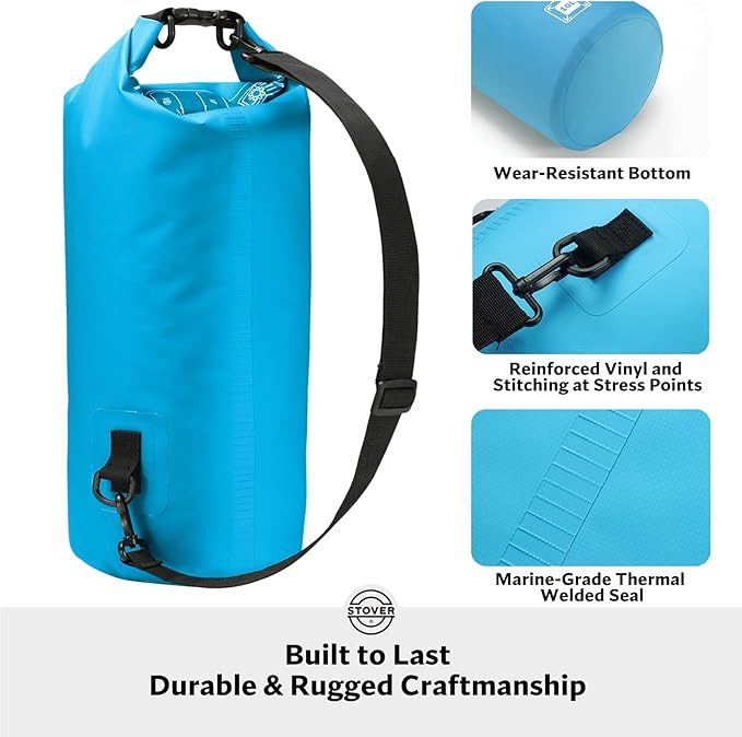 STOVER 5/10/25/30/40/55L Waterproof Dry Bag- Roll-Top Backpack w/Phone Case- Kayaking, Hiking, Camping, Boating- Men/Women