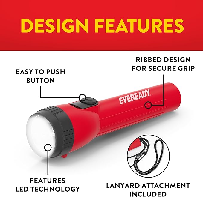Eveready LED Flashlights, Bright Flashlights for Emergencies and Camping Gear, Power Outage Flash Light, AA Batteries Included (Pack of 12)