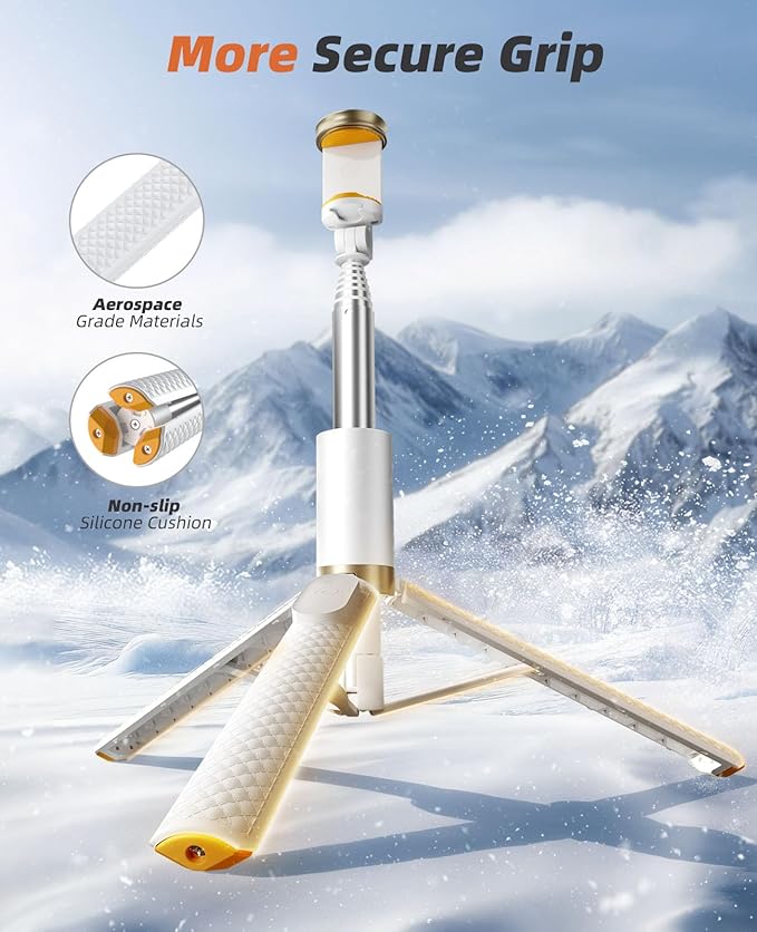 Vimose Phone Tripod & Selfie Stick with Remote, Portable, Lightweight for Video Recording Vlog, Extendable Travel Tripod Stand Compatible with iPhone Android, White, 62"