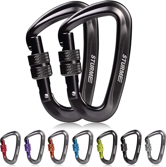 STURME 12kN (2697 lbs) Heavy Duty Locking Carabiner Clips for Outdoor, Camping, Hiking, Securing Pets, Hammock, Dog Leash Harness