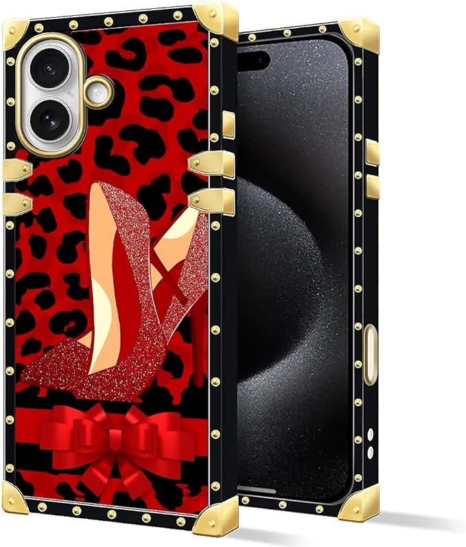 for iPhone 17 Case Luxury Golden Decoration for Girl Women Soft TPU Shockproof Protective Hard PC Back for iPhone 17 Crazy Pattern Elegant High Heels