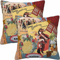 Cowgirls Wild West Pillow Covers 18 X 18 Far East Rodeo Round Up Win Ride Horse Race Wreath Cool Set of 2 Pillow Cases Square Outdoor Throw Cushion Pillowcases Decor Home Bed Sofa Couch Hotel