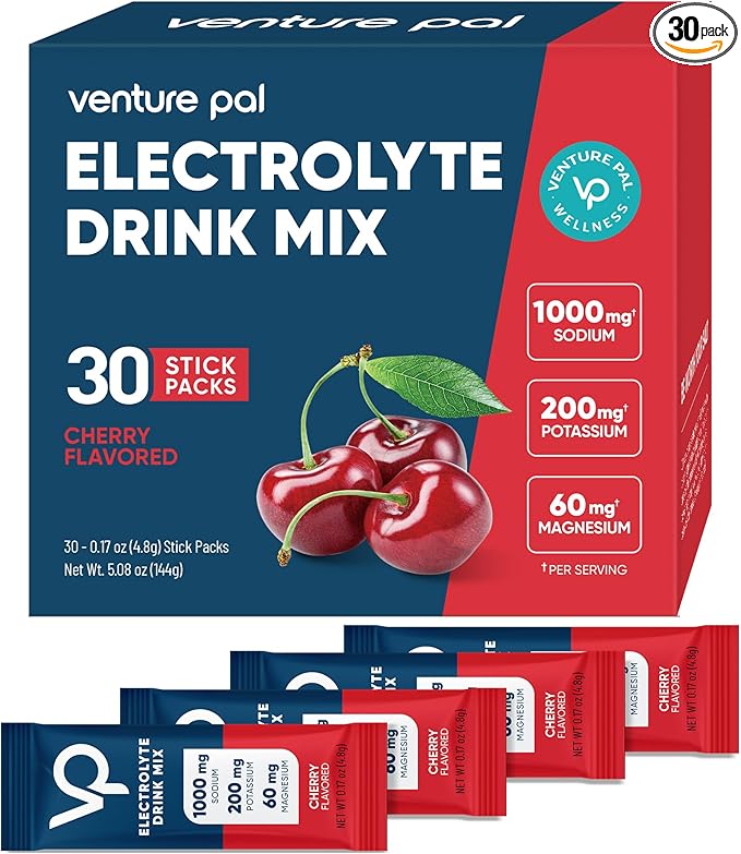 Venture Pal High Sodium Sugar Free Electrolytes Powder Packet, Zero Calories Hydration Packets with Vitamin, Sodium, Potassium & Magnesium, Electrolyte Drink Mix, Vegan, Keto Friendly, 30 Count