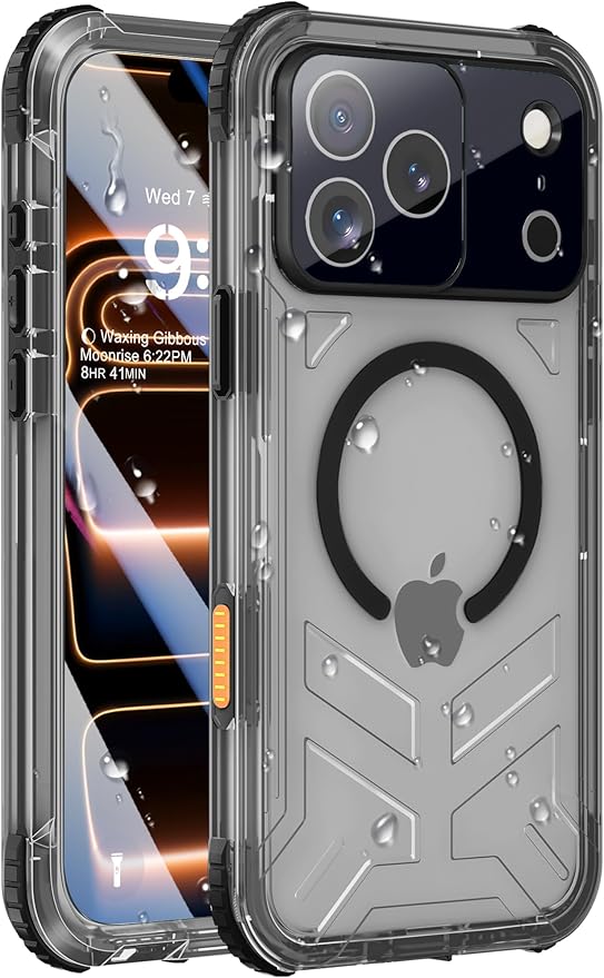 for iPhone 17 Pro Max Waterproof Case with Magsafe, Built-in [Camera & Screen Protector] [Lanyard], IP68 Water Proof Full Body Dustproof Heavy Duty Frosted Protective Phone Cover, 6.9" Black