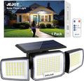 Solar Security Light Outdoor Super Bright LED, Motion Sensor Flood Light, 3 Heads 270° Wide Angle,Remote Control, IP65 Waterproof, 3 Modes (1 Pack)