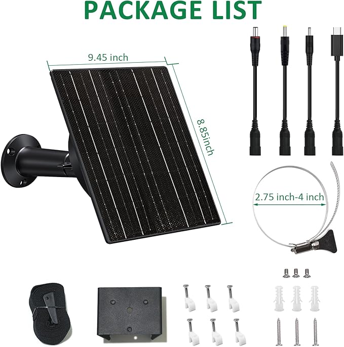 Zivif 10W Trail Camera Solar Charger with 10400mAh Battery for Security & Trail Cameras, Adjustable 5V/12V Output, USB-C & DC Port, IP66 Waterproof, 360° Adjustable Mount, 9.8ft Power Cable