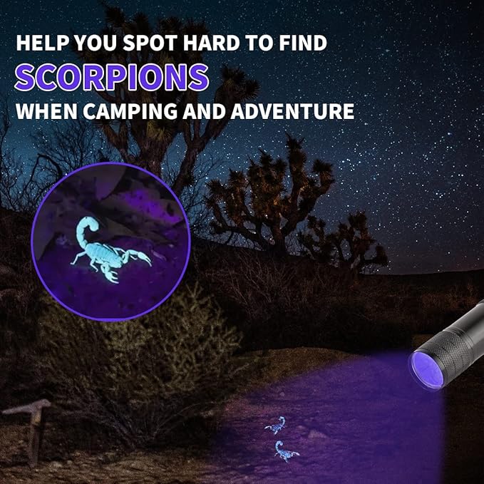 5 Pcs UV Black Light Flashlights Bulk, 9 Led 395-400nm Mini Blacklight Handheld Portable Torch Pet Urine Detector for Bed Bug, Hair, Dog Cat Urine and Stains Batteries Included