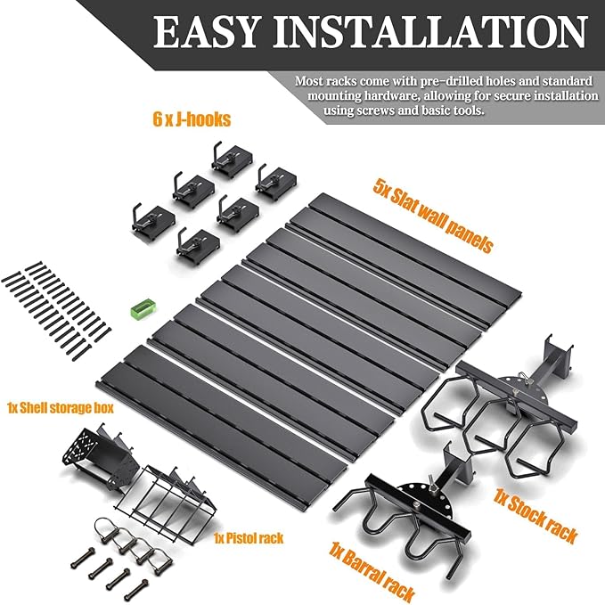 Wall Rack System - Heavy-Duty Aluminium Tactical Storage for Rifles, Carbines, Shotguns & Handguns, Modular Slatwall Organizer Holds up to 3 Rifles, 7 Pistols & 4 Mags