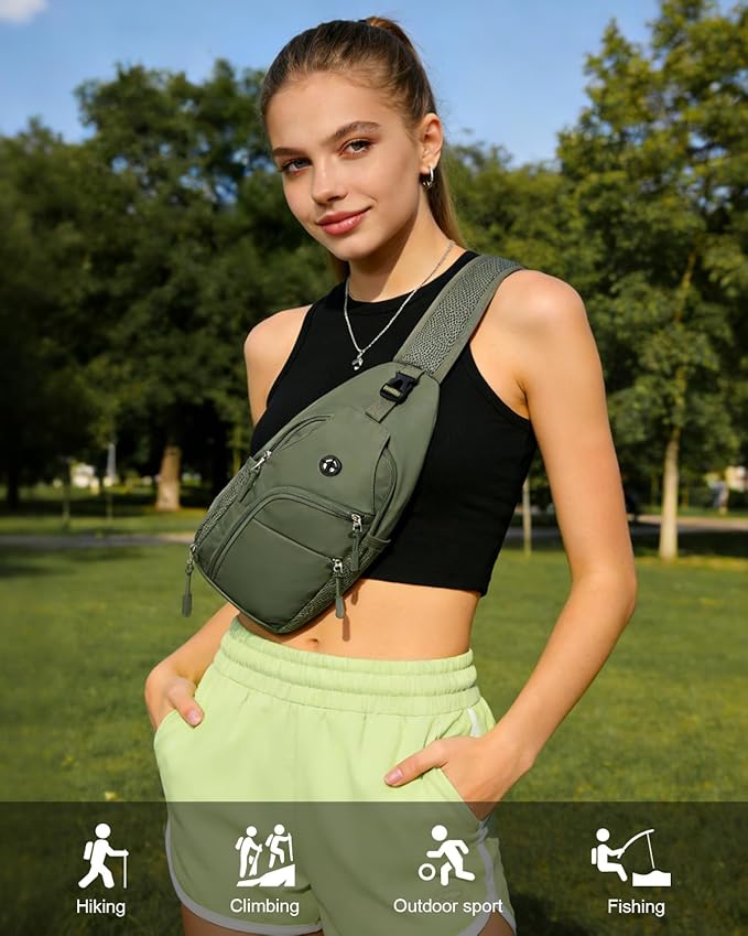 Pritent Crossbody Bags for Women Man, Waterproof Sling Bag Backpack Trendy Casual Cross Body Bags with Convertible Shoulder Strap Chest Bag for Camping Hiking Travel Essentials (Wine, Medium)