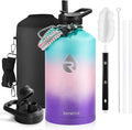 RAYMYLO One Gallon Water Bottle Insulated, Triple Walled Vacuum Stainless Steel (Cold for 48 Hrs), Leak Proof & Non-BPA, Large Water Flask Jug with Paracord Handle & Straw Spout Lids
