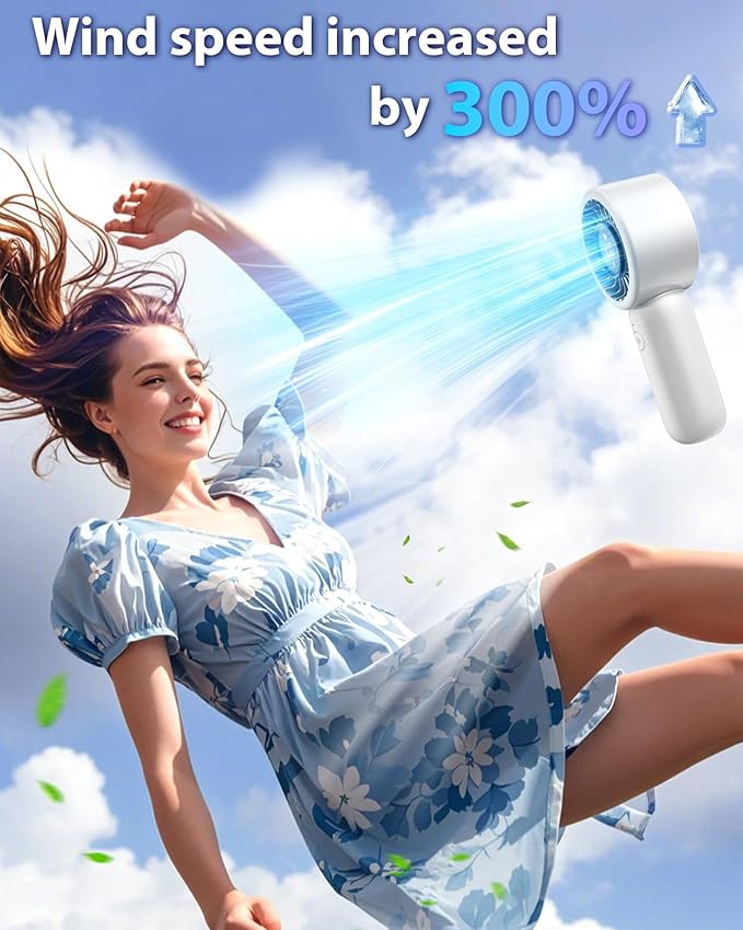 Portable Handheld Fan Personal Small Turbo Hand Fan Powerful, Cooling, Lanyard, USB Rechargeable, 5 Speeds, Makeup, Gifts for Women Men, Kid, Mom, Hot Summer, Travel, Sports, Wedding Use