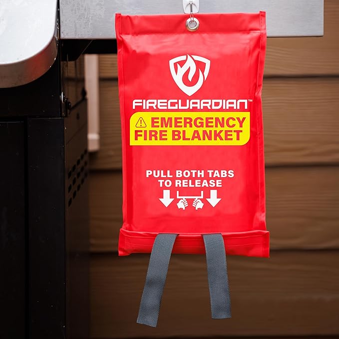 Fire Guardian Emergency Fire Blanket for Small Area Fires, 40" x 40" Woven Fiberglass Emergency Blanket, Provides up to 900°F Heat Resistance, Suitable for Small Area Home & Kitchen Fires