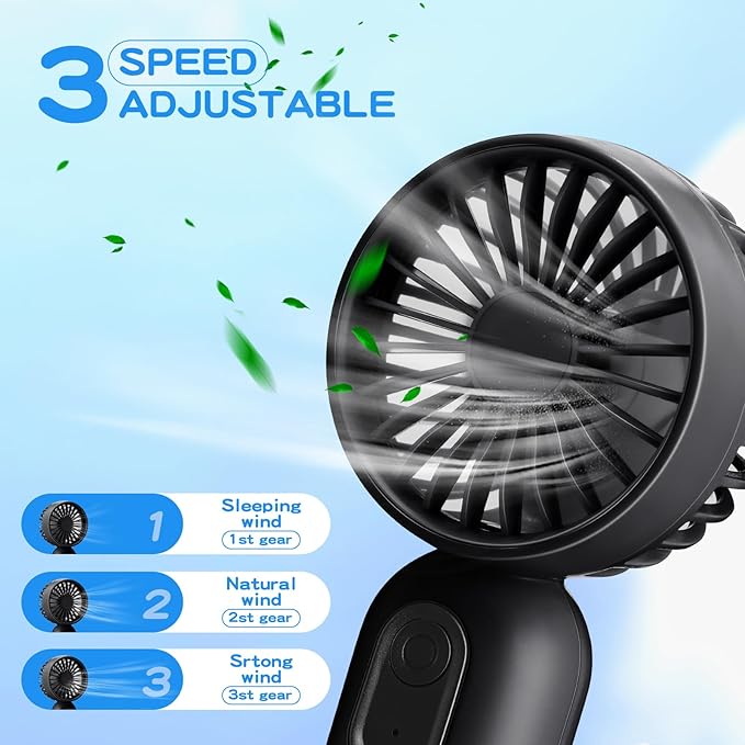 Rossesay 6 Pcs Mini Portable Fan Bulk Cute Handheld Lightweight Small Little Personal Hand Eyelash Fan 3 Speeds USB Rechargeable for Women Men Indoor Outdoor Makeup Travel (Black and White)