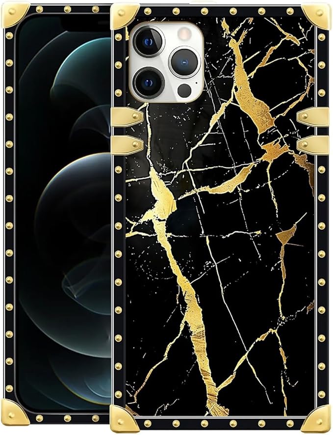 Compatible with iPhone 11 Pro Max Case, Black Gold Marble Nature Luxury Golden Decoration for Girl Women Soft TPU Shockproof Protective Hard PC Back for iPhone 11 Pro Max