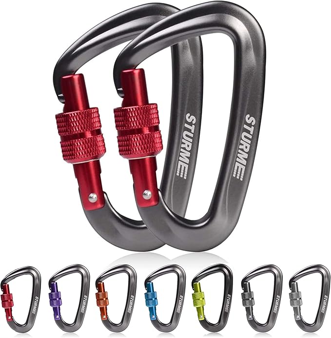 STURME 12kN (2697 lbs) Heavy Duty Locking Carabiner Clips for Outdoor, Camping, Hiking, Securing Pets, Hammock, Dog Leash Harness