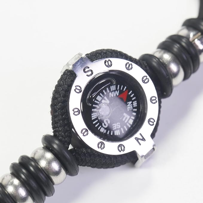Innocence Adjustable Paracord Wrist Compass Bracelet For Men Women Outdoor Sports Camping Survival Jewelry (Black B)