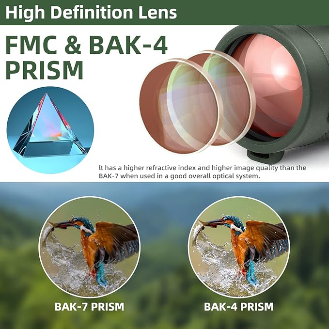 Pankoo 40X60 Monocular Telescope with Smartphone Holder & Upgraded Tripod, 2025 BAK4 Prism FMC Monoculars for Adults, HD Monocular Scope for Bird Watching Hiking Concert Camping Travelling