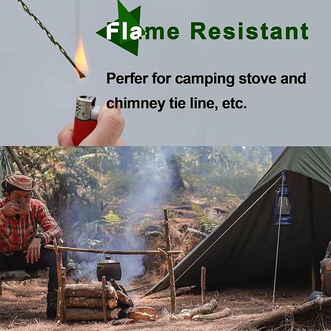 9KM DWLIFE Kevlar Cord – Camo Kevlar Line Ultra-Strong, Lightweight & Abrasion-Proof Survival Rope for Camping, Tactical Gear, Trip Wire 100-1000lb
