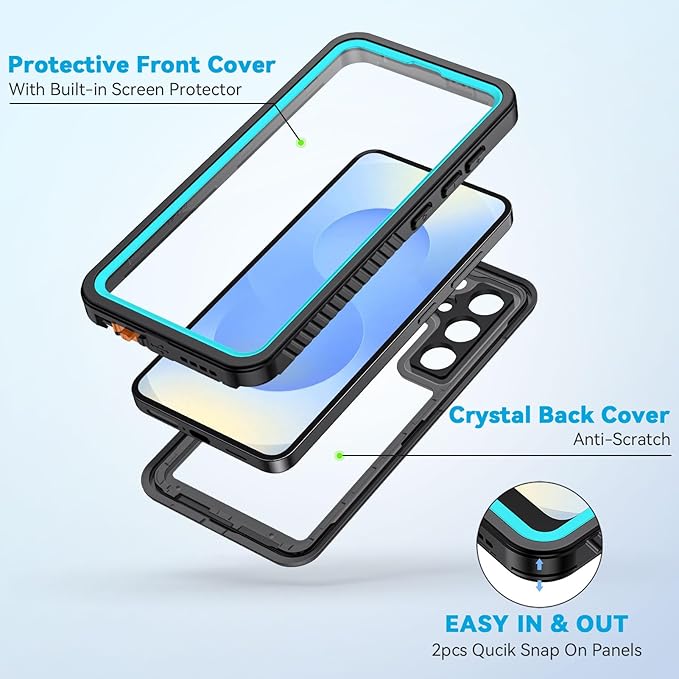 Lanhiem for Samsung Galaxy S25 Case, IP68 Waterproof Dustproof, Built-in Screen Protector, Rugged Full Body Shockproof Protective Cover for Galaxy S25, Blue