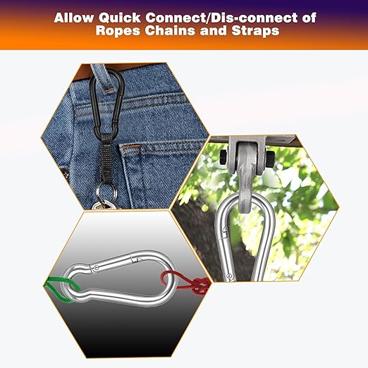 60PCS M6 Heavy Duty Carabiner Clip, 2.36Inch Snap Hook Quick Link Small Carabiner Clips,Spring Link Buckle for Fishing Camping Hammock Dog Leashes-260LBS Holding Capacity (Silver)
