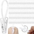 90 Pack Multi-Purpose Laundry Hooks Hanging Clips Bulk with Plastic Rope, White Clips for Hangers, Plastic Hanger Clip for Pants Hat Sock Boot Bra Towel Bathroom Wardrobe Kitchen (White)