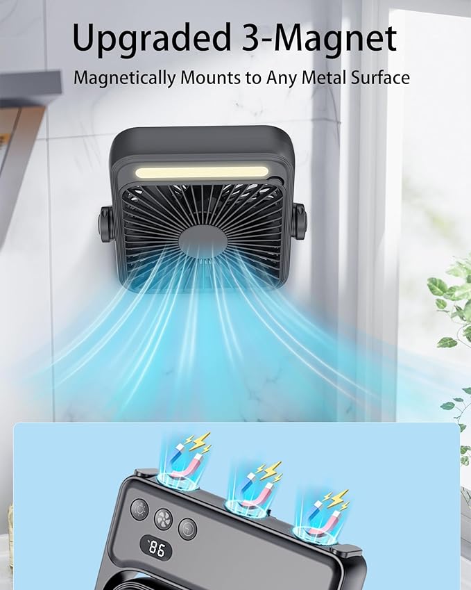 Magnetic Cruise Approved Fan with Night Light, 10000mAh Ultra-Slim Travel Fan, 4-Speed, Hook Design, Portable Fan for Cruise Ship Cabin, Bedroom Sleeping, Camping, Travel & Cruise Essentials 2026