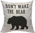 TKS MITLAN Don't Wake The Bear Decorative Pillow Covers Cool Animal Bear Black White Rustic Linen Throw Pillow Covers 18x18 Inch for Sofa Couch Decoration