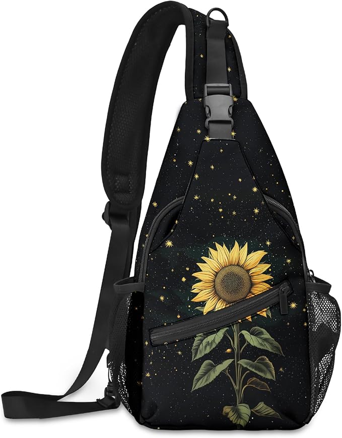 FyLybois Sunflower Sling Bag for Women Lightweight Crossbody Backpack Casual Daypack with Adjustable Strap for Travel Work Hiking Everyday Use