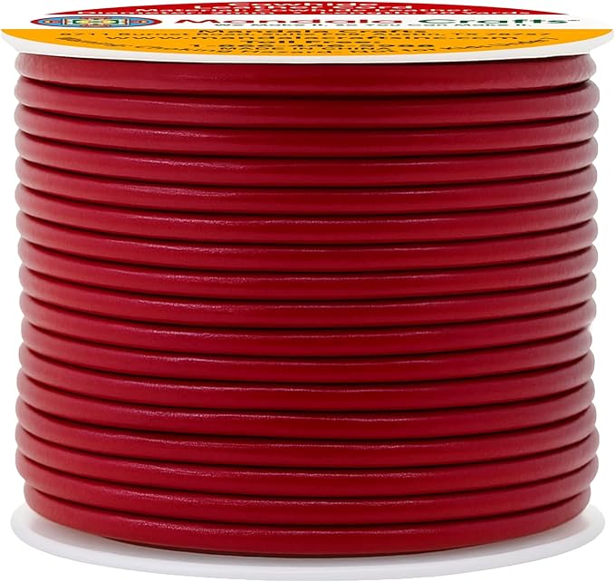 Mandala Crafts Round Genuine Burgundy Leather Cord for Jewelry Making – 2mm Cowhide Leather Rope String Lace for Kumihimo – 20 Yards Cowhide Craft Cording Spool