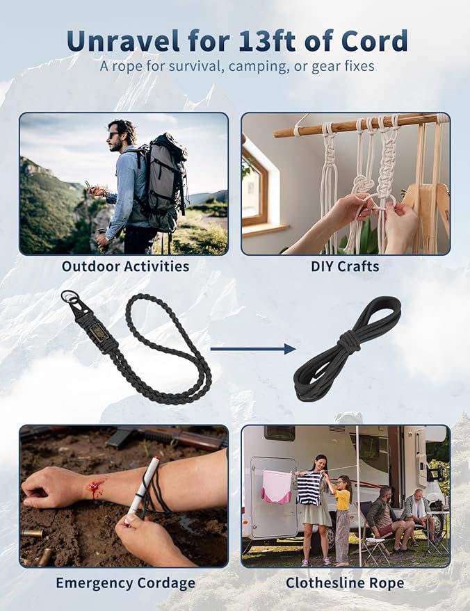 DDOUT Heavy Duty Paracord Lanyard 550 Paracord Braided Keychain for ID Badges, Camera, Whistle, Traveling, Outdoor Activities