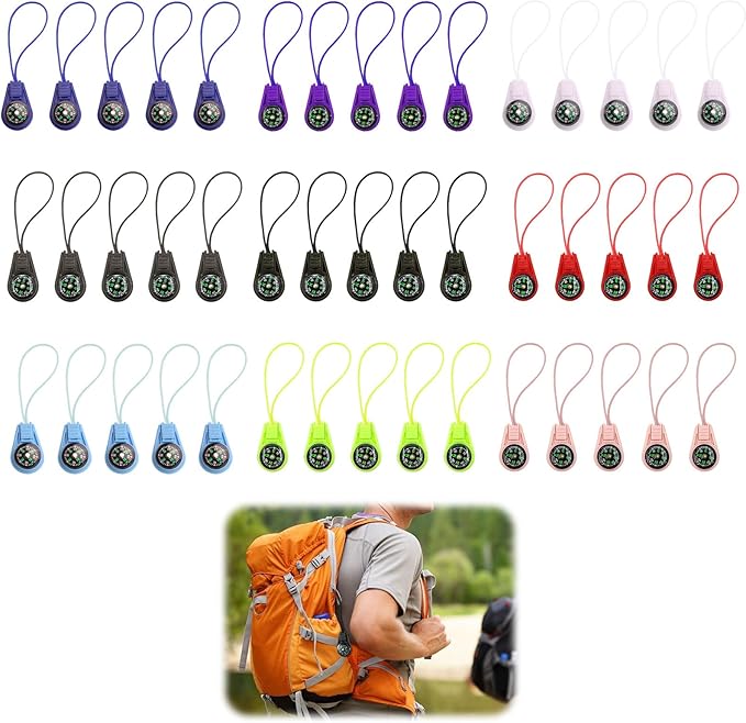 Button Compass Bulk Kit, 45 Pack Assorted Mini Compasses for Team Activities, Outdoor Navigation, Group Events, Emergency Preparedness, 9 Colors for Hiking, Camping & Travel