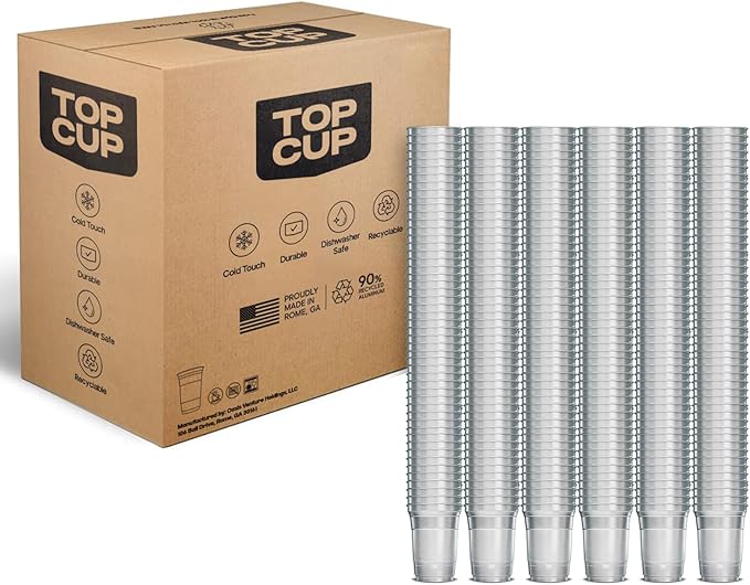 Top Cup – 16 Ounce, 600 Count, Reusable Aluminum Party Cups | Stealth Design | Cold-Holding, Recyclable, Made in USA