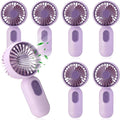 Rossesay 6 Pcs Mini Portable Fan Bulk Cute Handheld Lightweight Small Little Personal Hand Eyelash Fan 3 Speeds USB Rechargeable for Women Men Indoor Outdoor Makeup Travel (Purple)
