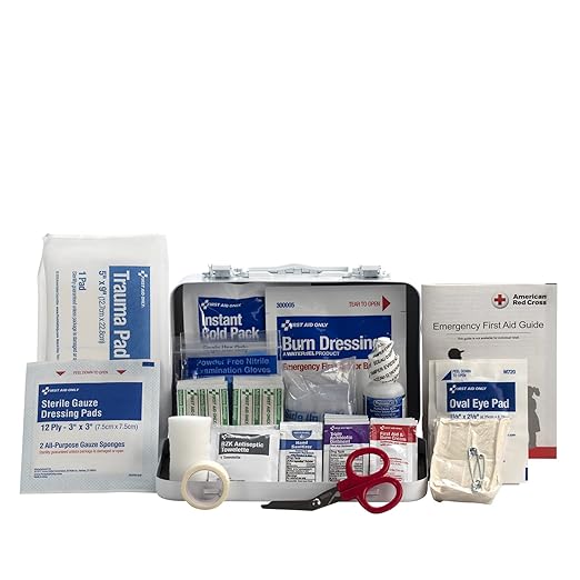 First Aid Only 91323 ANSI A 2021 and OSHA Compliant First Aid Kit, 10-Person Emergency First Aid Kit for Business, Home, Car, and Worksites, 76 Pieces