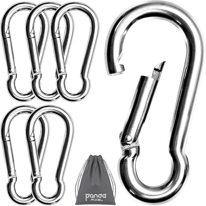 Pixel Panda 3.1&4 Inch Heavy Duty Carabiner Clips Load 1000lbs, 2&4&8Pack Large Snap Hooks for Gym, Outdoor, Swing, Hammock